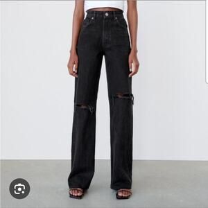 ZARA TRF HIGH RISE WIDE LEG JEANS 4 x 34